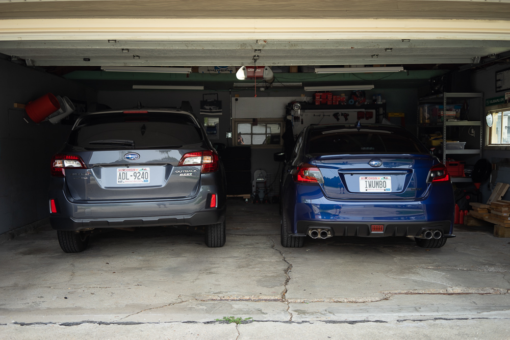 The Outback and WRX together